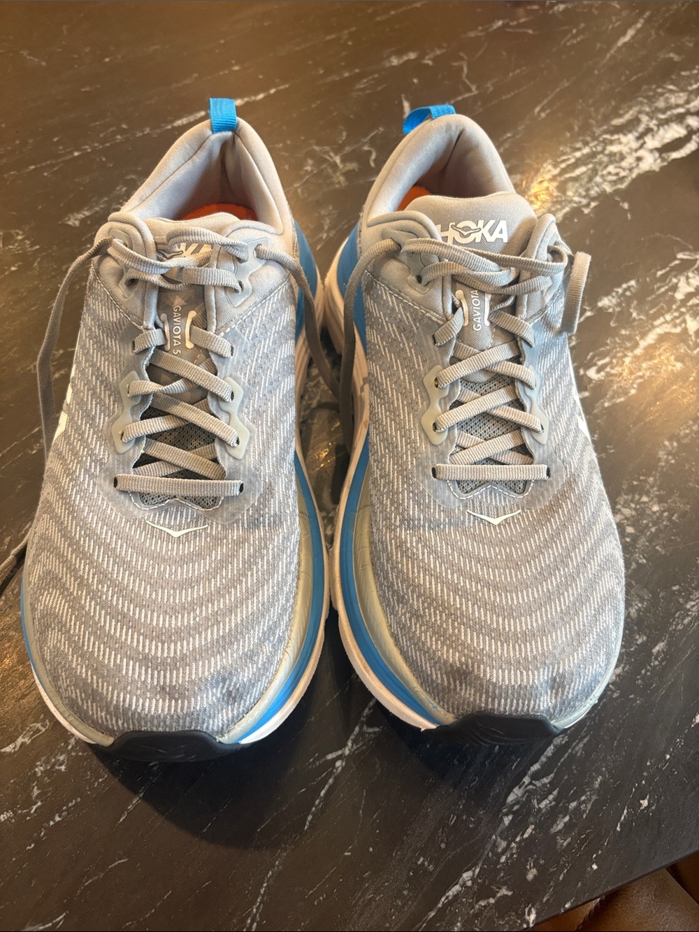 Hoka Men's Gray and Blue Athletic Running Shoes